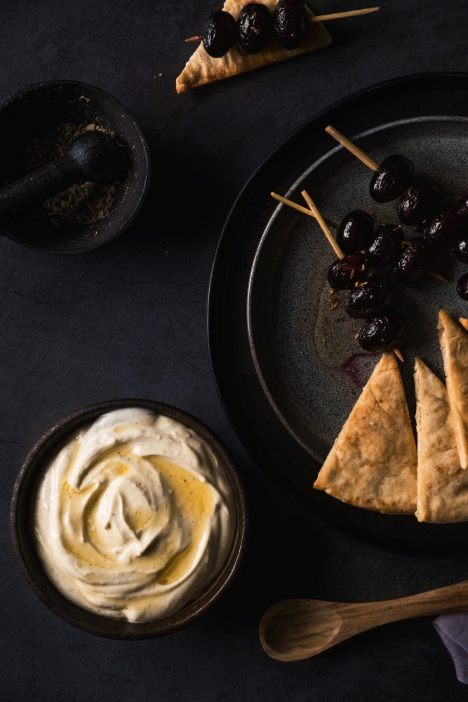 Whipped Blue Cheese Dip with Pan-Fried Grapes